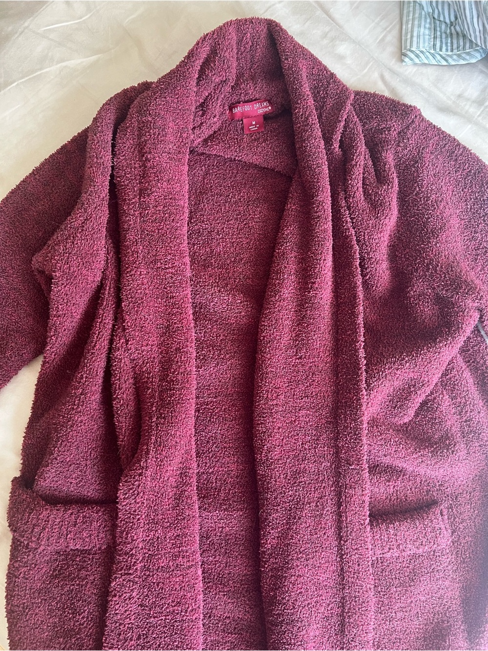 Barefoot Dreams Plush Open-Front Cardigan - Berry Plum